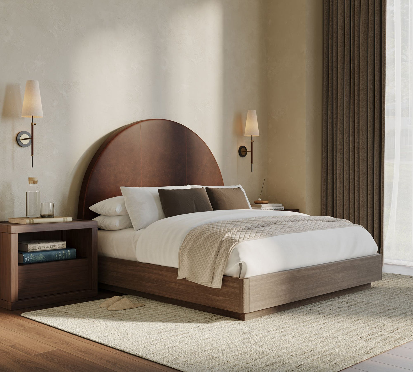 Curved Leather Wall Mounted Headboard