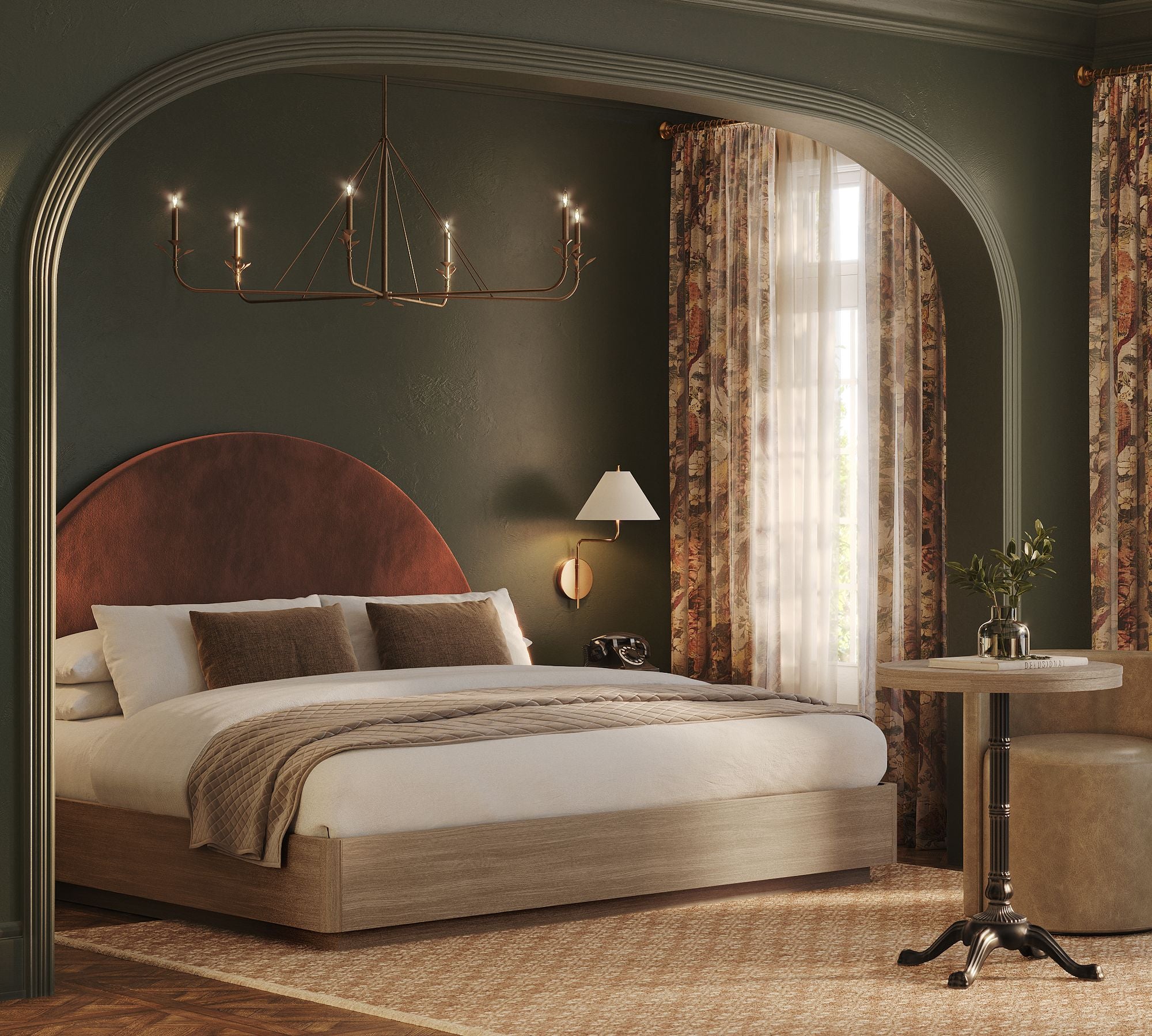 Curved Leather Wall Mounted Headboard
