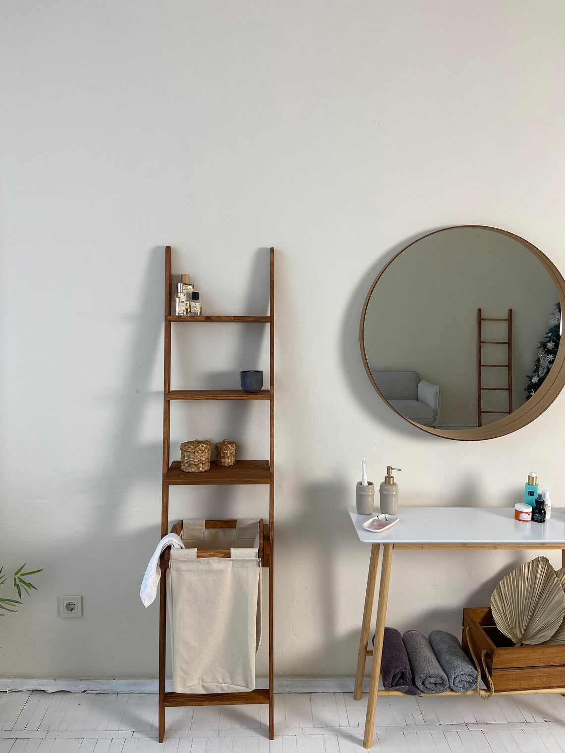 Wooden shelving laundry