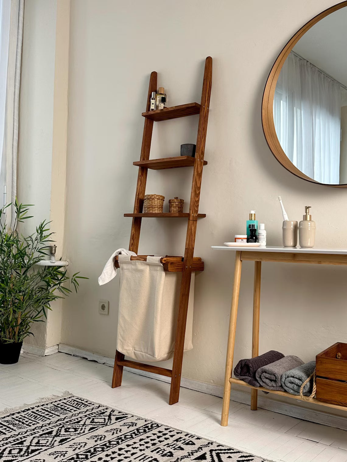 Wooden shelving laundry