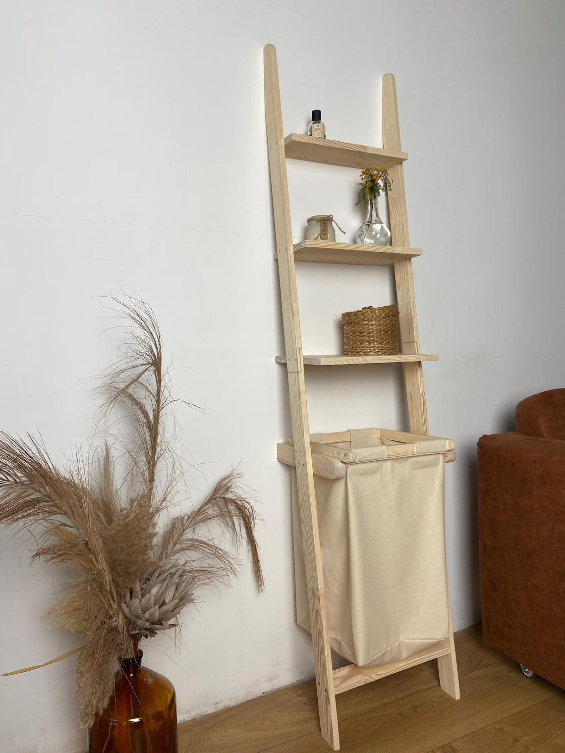 Wooden shelving laundry