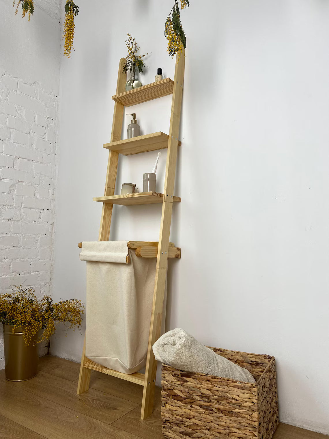 Wooden shelving laundry