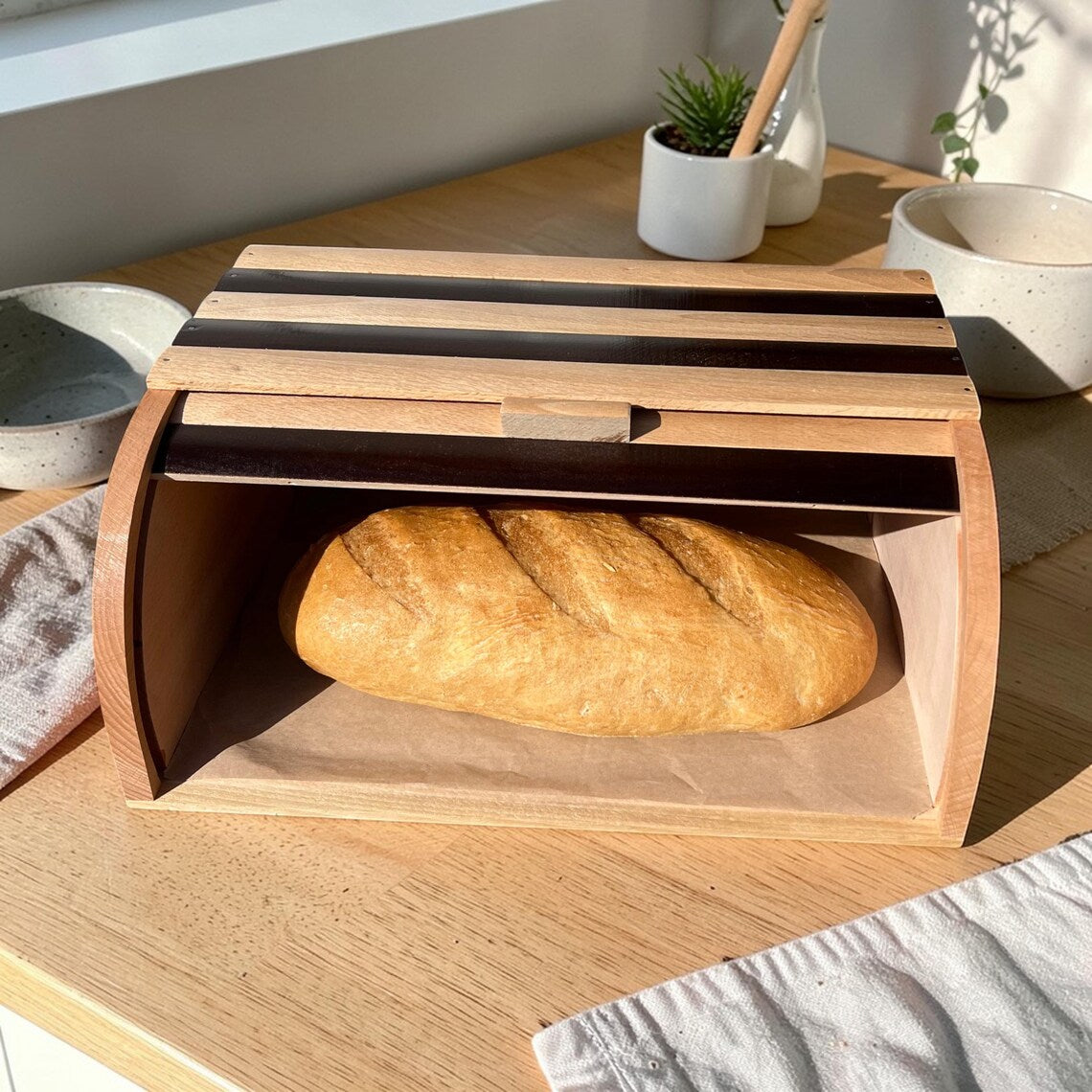 Wooden Bread Box Roll