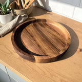 Round Walnut Serving Tray