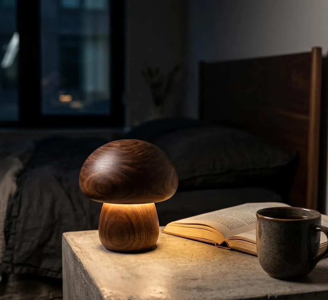 Wooden Mushroom Lamp