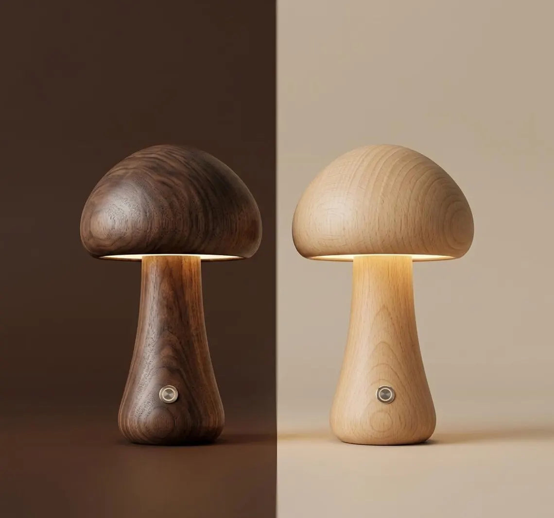 Wooden Mushroom Lamp