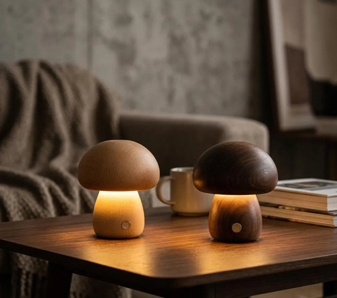Wooden Mushroom Lamp
