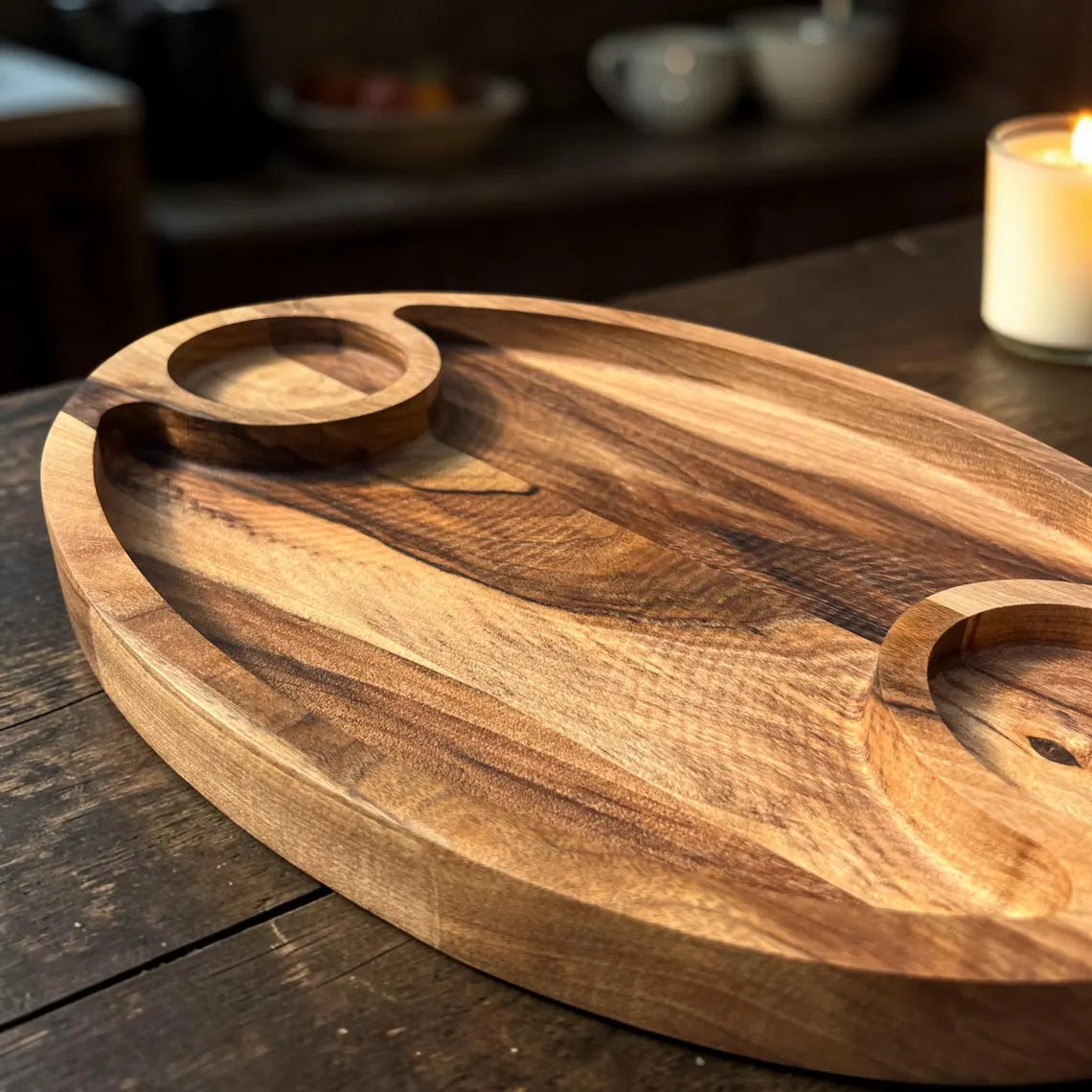 Wooden Serving Tray in Walnut