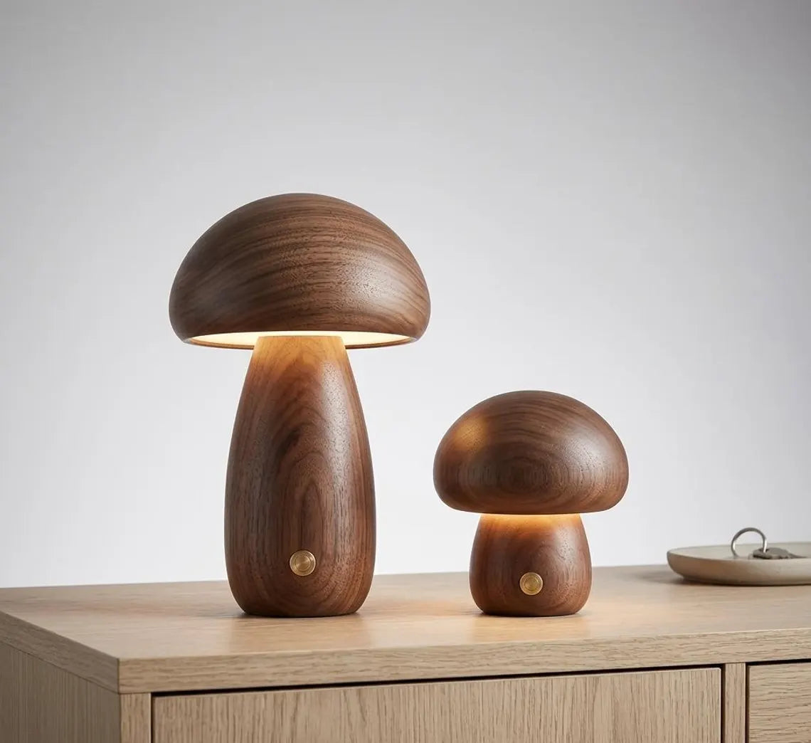 Wooden Mushroom Lamp