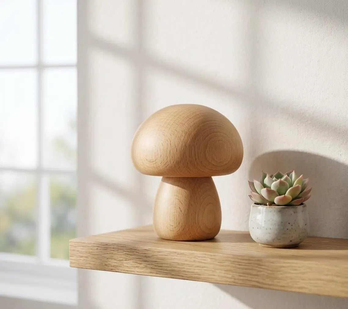Wooden Mushroom Lamp