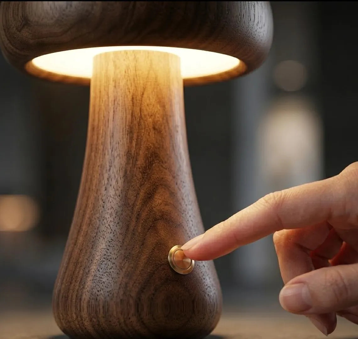 Wooden Mushroom Lamp