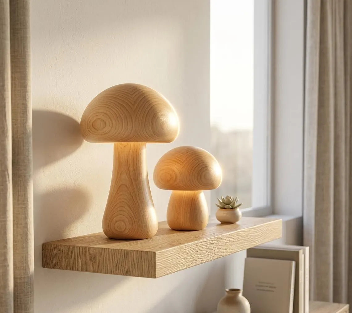 Wooden Mushroom Lamp
