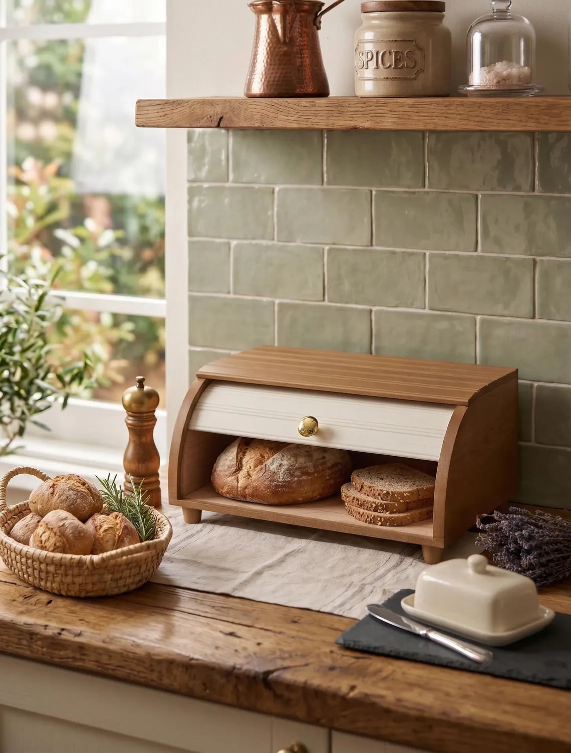 Beech Wood Bread Box,
