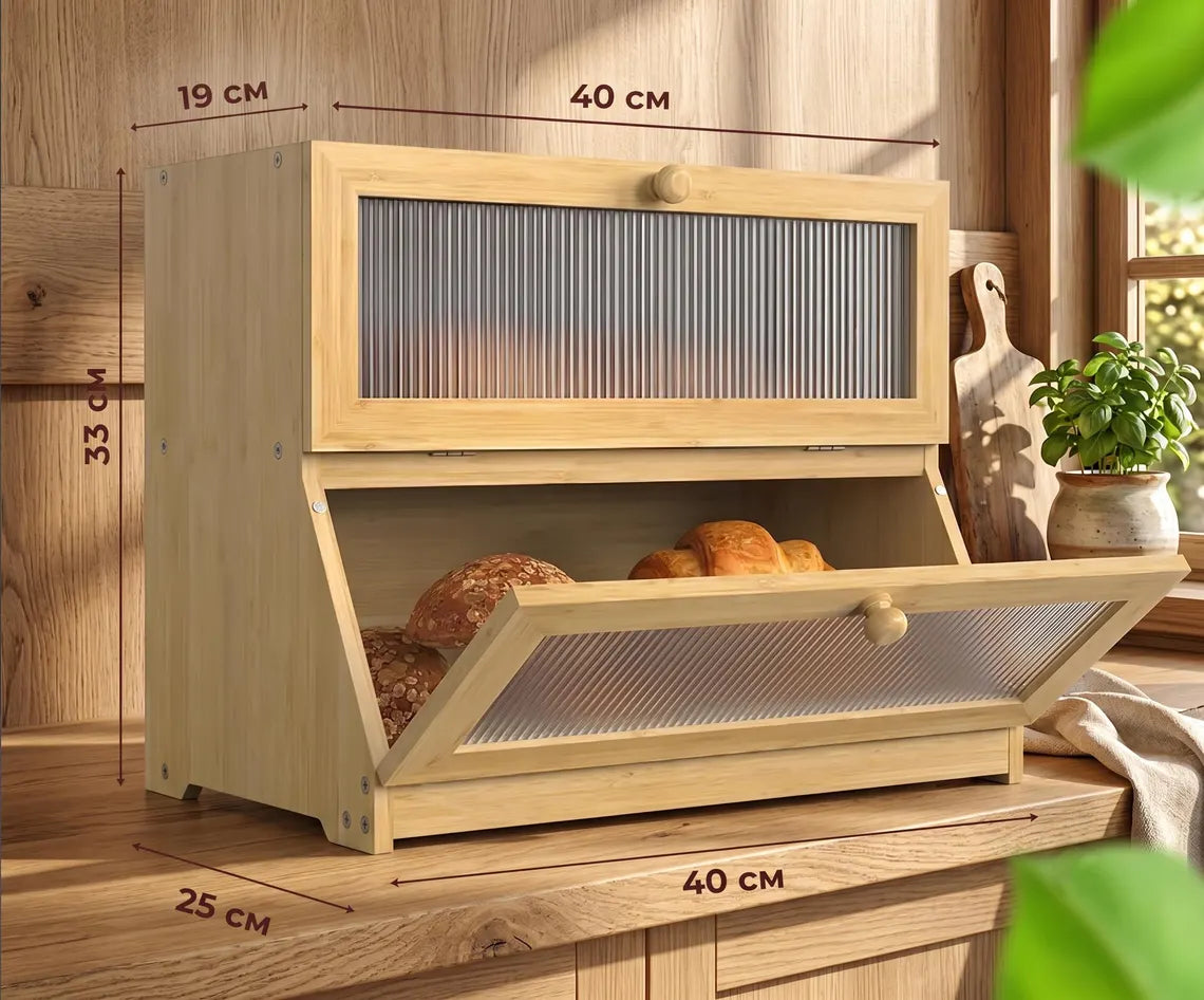 2-Tier Wooden Bread Box