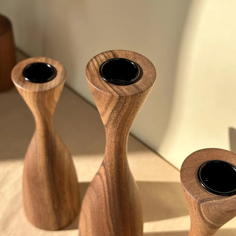 Teno Walnut Candle Holders