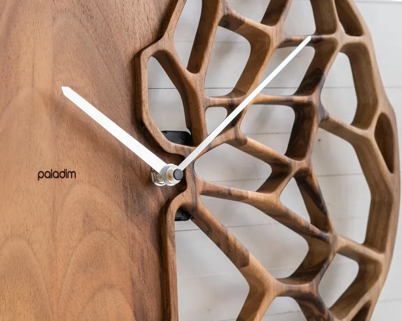 Walnut Geometric Wall Clock