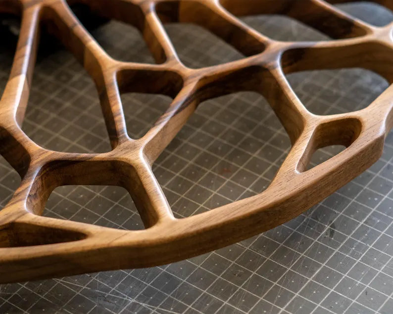 Walnut Geometric Wall Clock