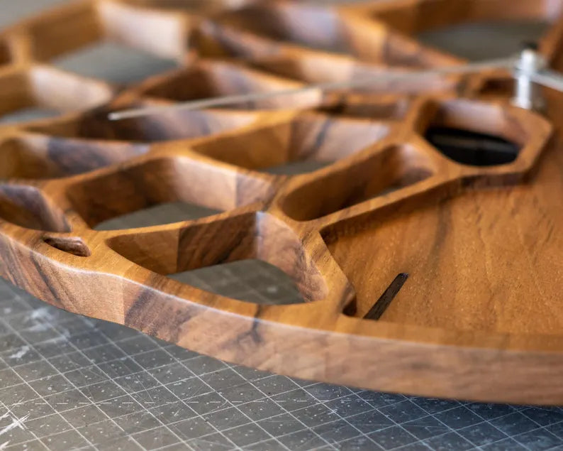 Walnut Geometric Wall Clock