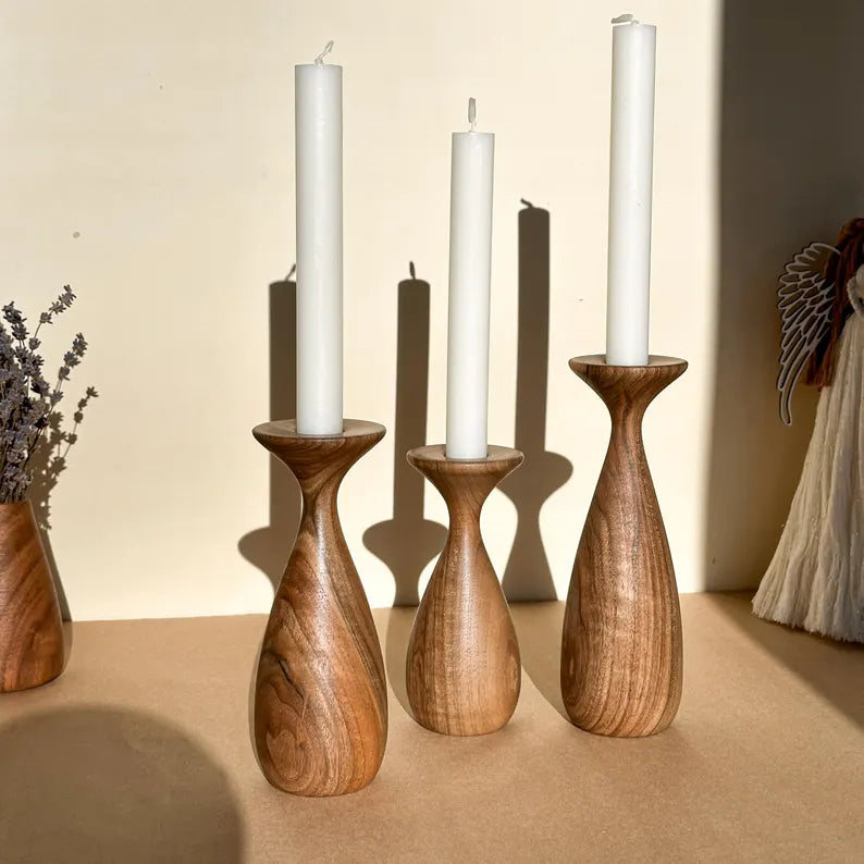 Teno Walnut Candle Holders
