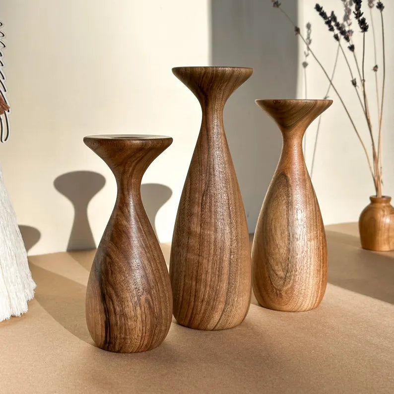 Teno Walnut Candle Holders