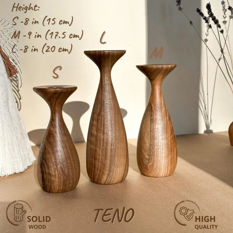 Teno Walnut Candle Holders