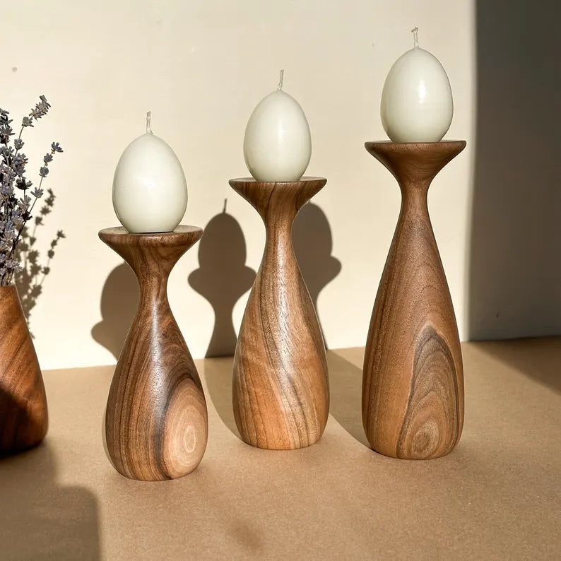 Teno Walnut Candle Holders