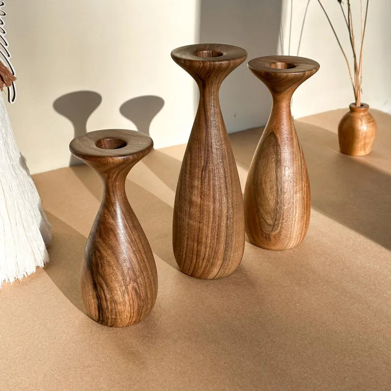 Teno Walnut Candle Holders