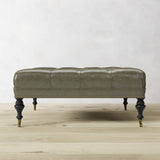 Fairfax Square Ottoman, Turned Leg with Tufted Top