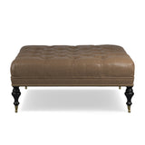 Fairfax Square Ottoman, Turned Leg with Tufted Top