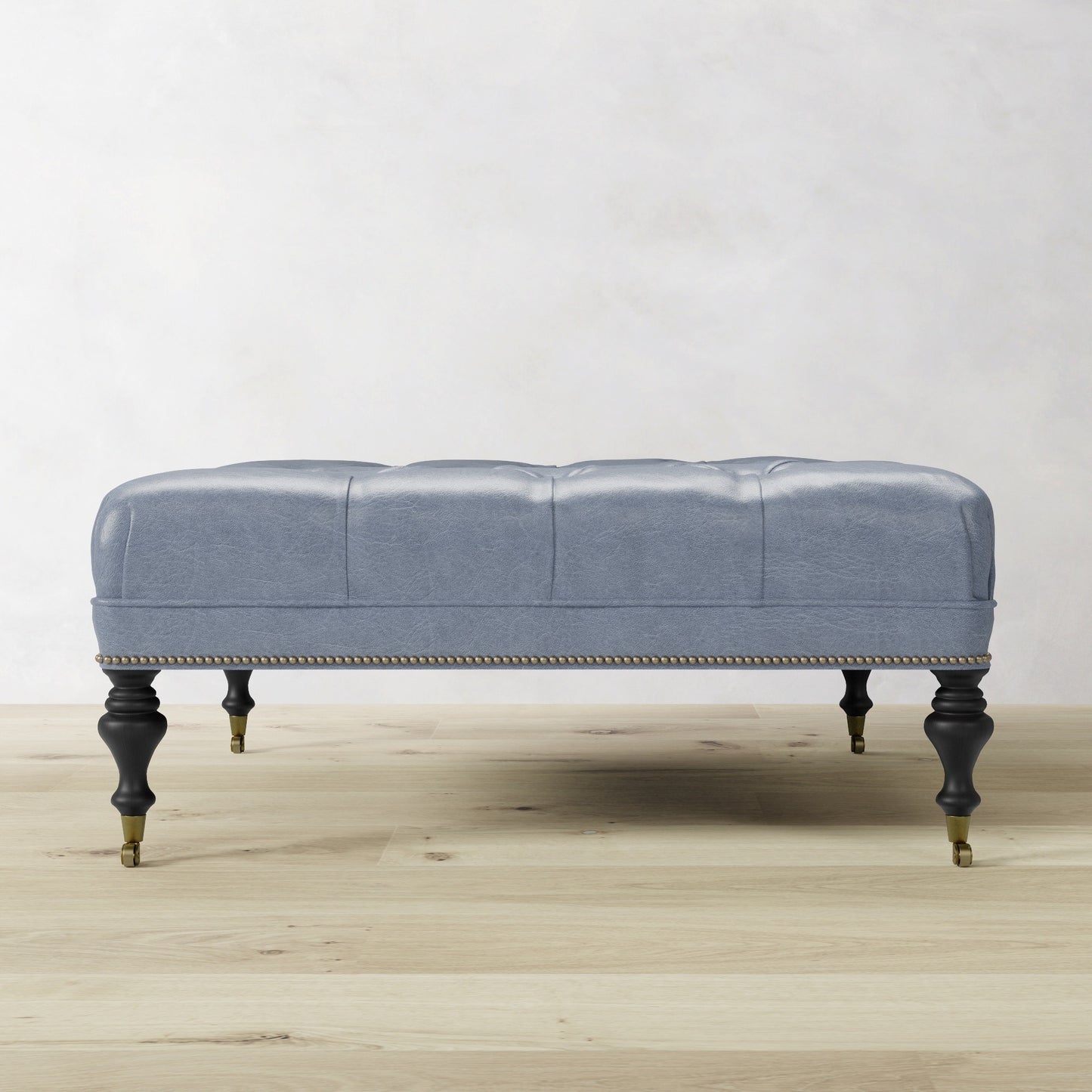 Fairfax Square Ottoman, Turned Leg with Tufted Top