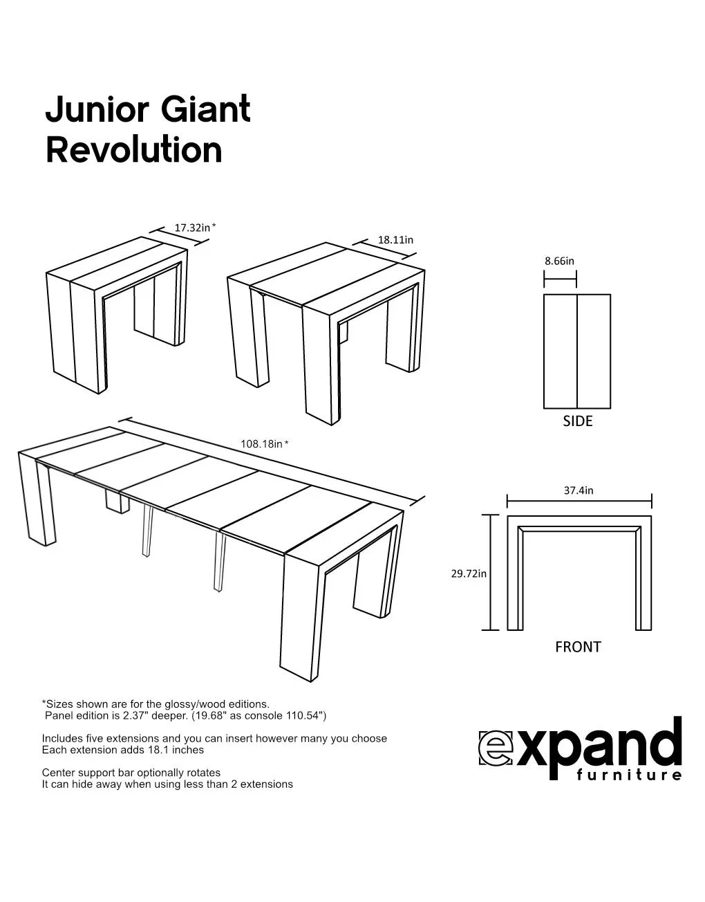 Junior Giant Revolution - Extending Table Set with 8 Chairs