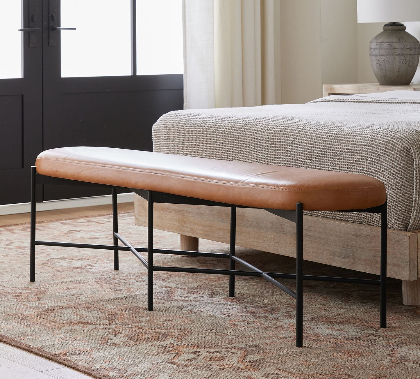 Maison Leather Backless Bench (64")