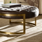 Mixed Material Round Ottoman (36.5")